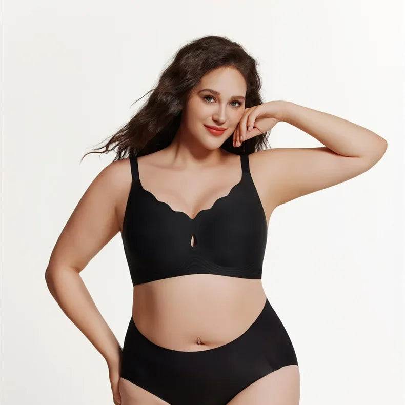 JC07-Women's Water Drop Hollow Lace V-Neck Bra